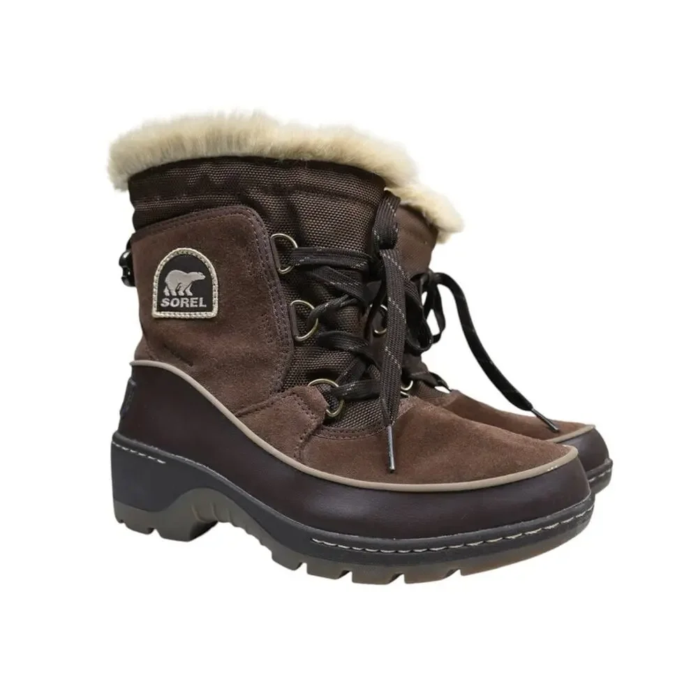 Sorel Womens 6 Tivolli III Snow Leather Suede Faux Fur Boot in Brown